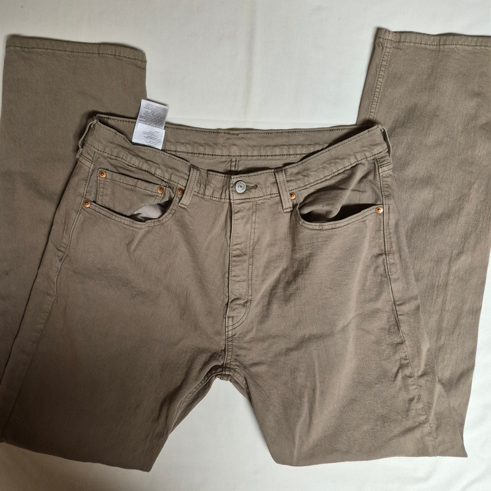 Levi Strauss Co 505 Mens Khaki Straight Leg‎ Button Fly Jeans W36 L34